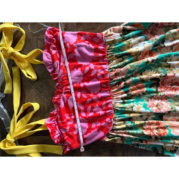 Women's Haptics by Holly Harper Floral Maxi Dress Green/Yellow Size s - Picture 3 of 5